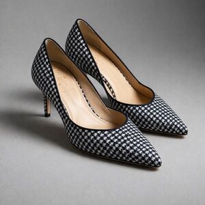 J.Crew Collection Colette D’Orsay Heels Houndstooth Wool Italy Pointed Toe 36.5